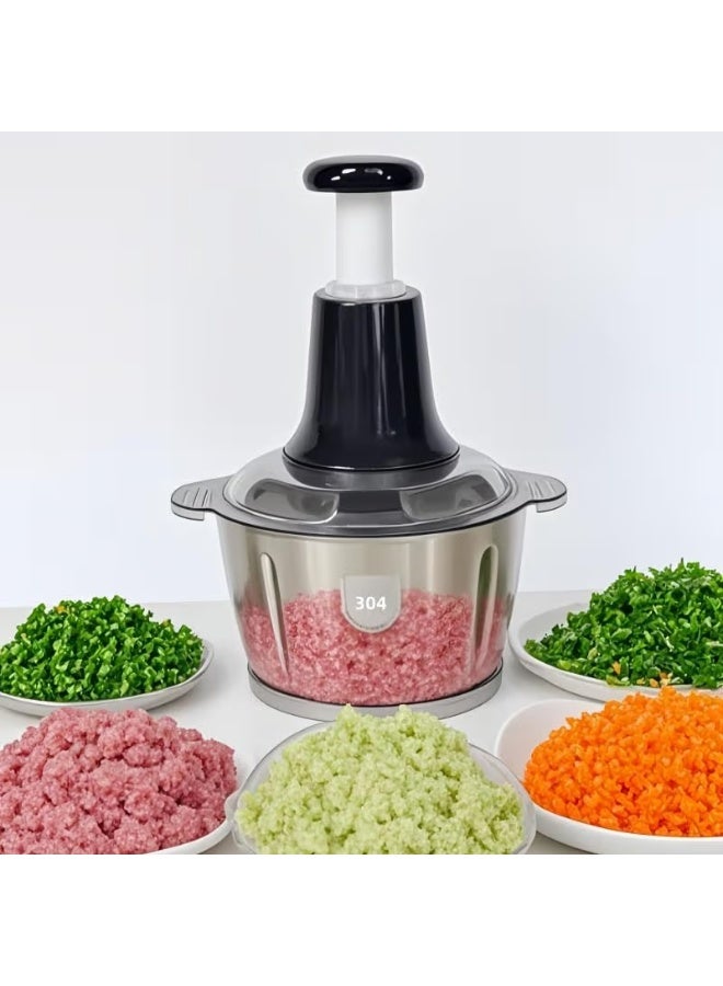 كوك كبة و مفرمة يدوية استانلس 2 لتر – محضر طعام منزلي لتقطيع وفرم الخضار والفواكه بسهولة، تعمل بالسحب والضغط اليدوي لتجهيز وجبات - Image 4